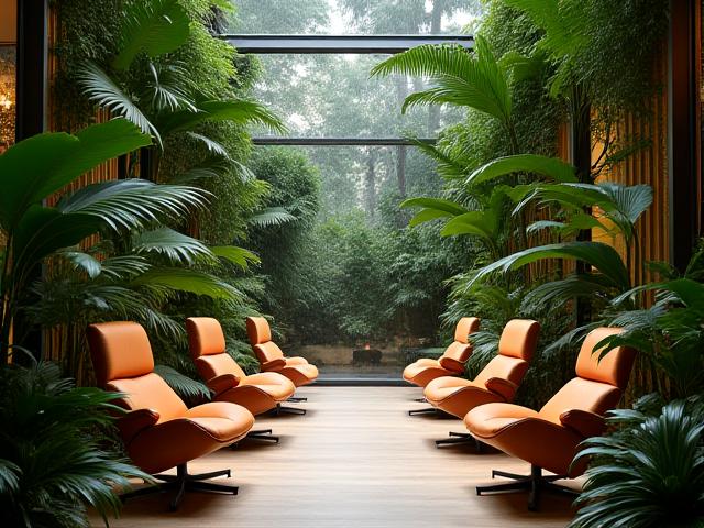 Zone de détente corporate avec jungle intérieure